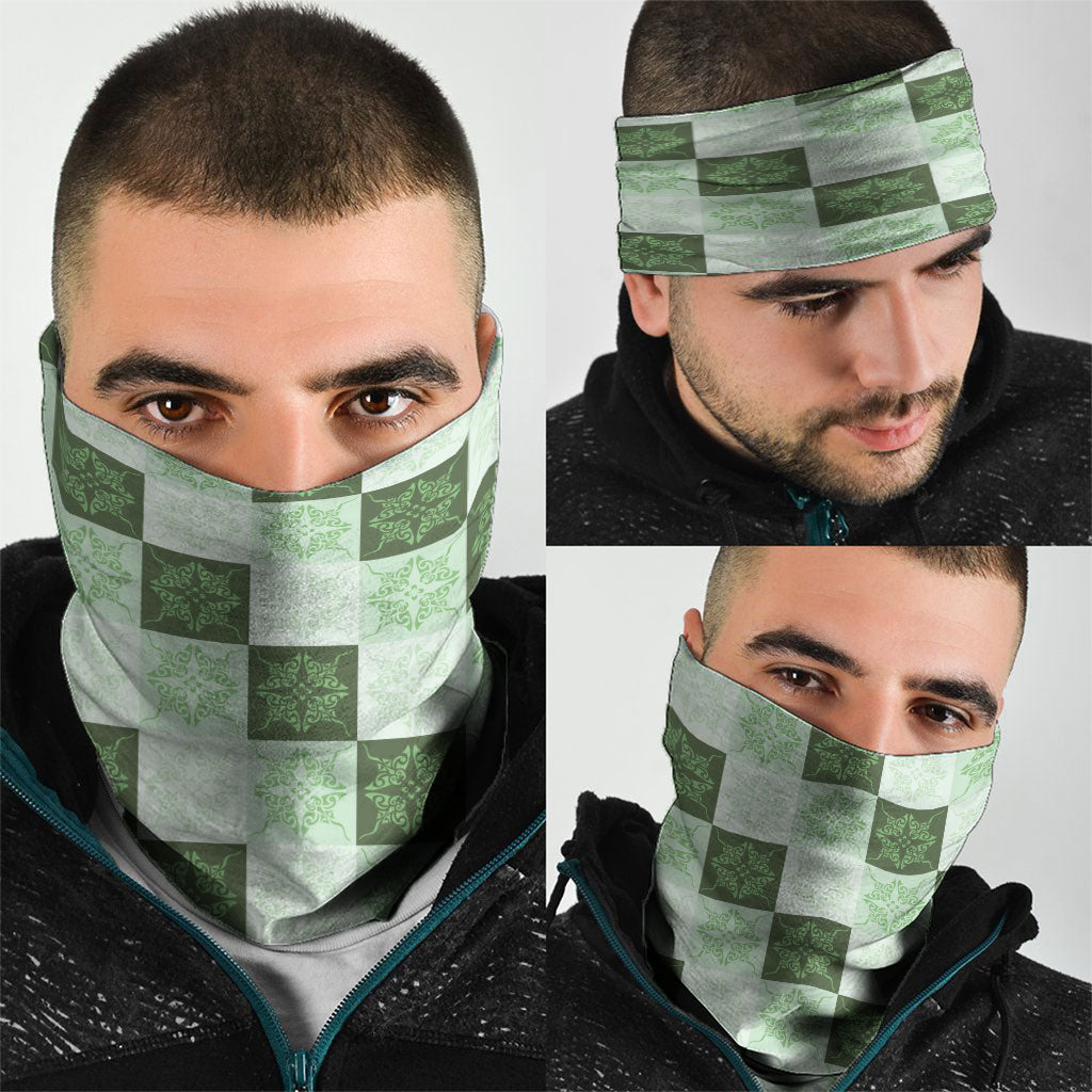 Sage Green Manta Ray Hawaiian Quilt Motif Neck Gaiter LT05 - Polynesian Pride