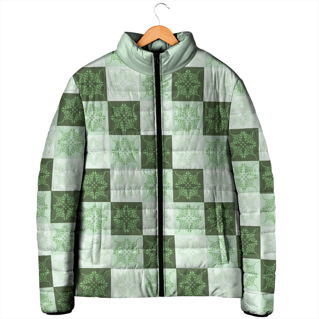 Sage Green Manta Ray Hawaiian Quilt Motif Padded Jacket LT05 - Polynesian Pride