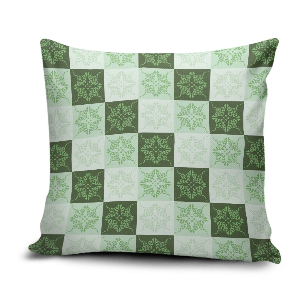 Sage Green Manta Ray Hawaiian Quilt Motif Pillow Cover LT05 Green - Polynesian Pride