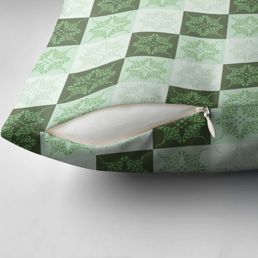 Sage Green Manta Ray Hawaiian Quilt Motif Pillow Cover LT05 - Polynesian Pride