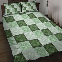 Sage Green Manta Ray Hawaiian Quilt Motif Quilt Bed Set LT05 Green - Polynesian Pride
