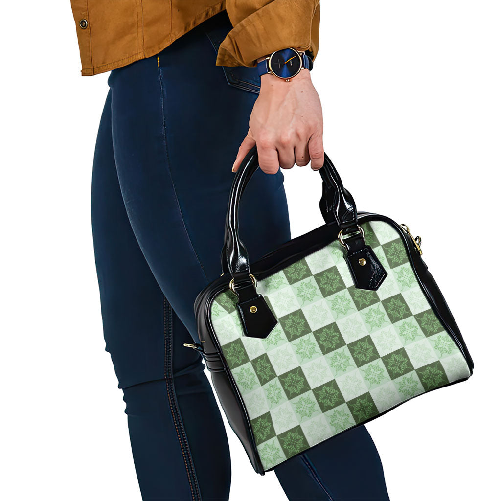 Sage Green Manta Ray Hawaiian Quilt Motif Shoulder Handbag LT05 - Polynesian Pride
