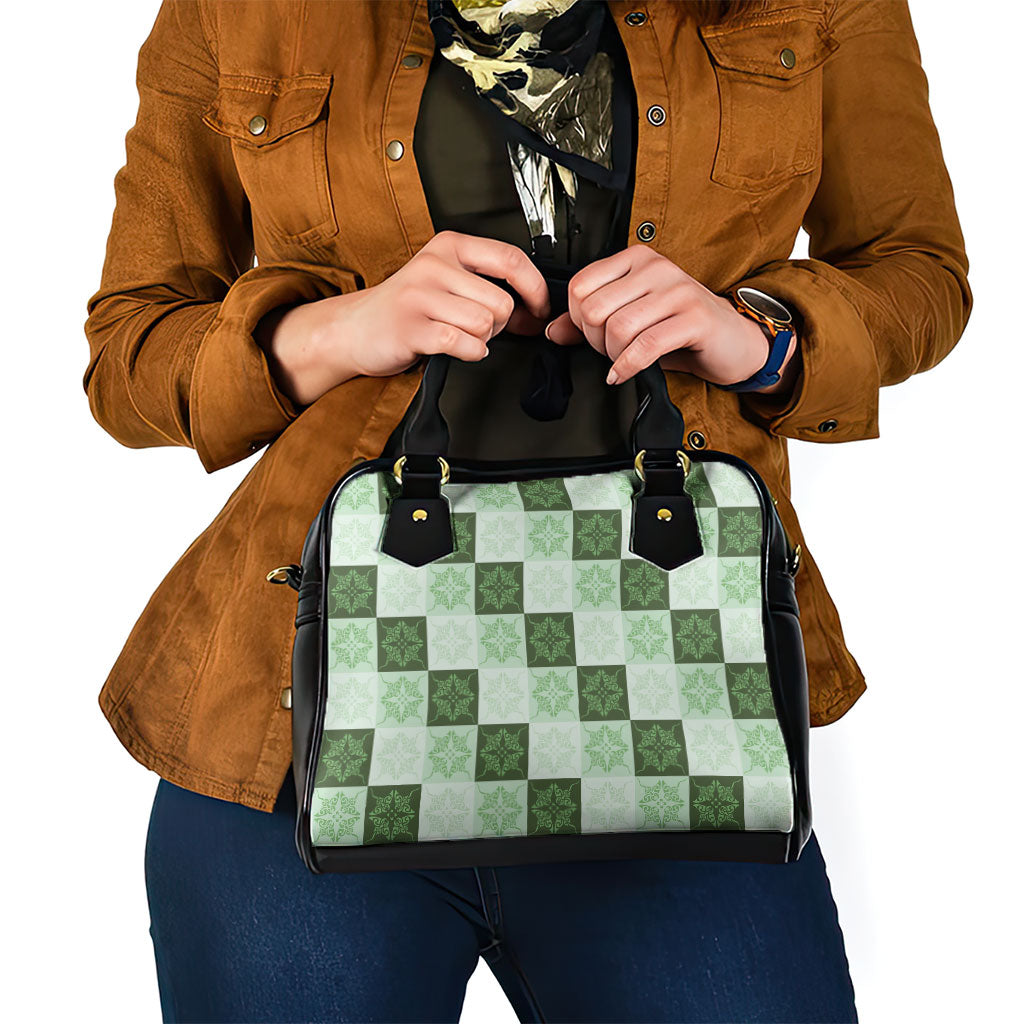 Sage Green Manta Ray Hawaiian Quilt Motif Shoulder Handbag LT05 - Polynesian Pride