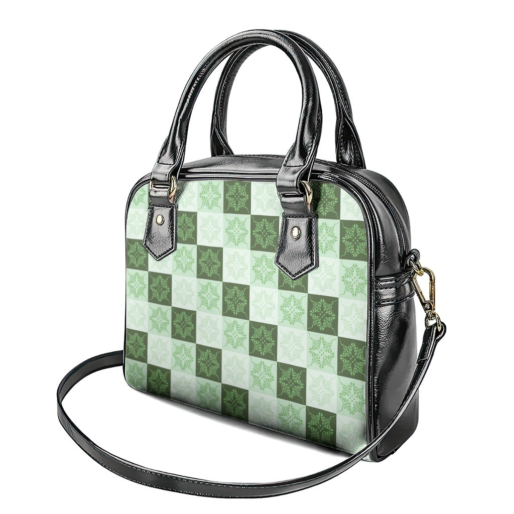 Sage Green Manta Ray Hawaiian Quilt Motif Shoulder Handbag LT05 - Polynesian Pride