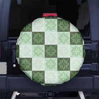 Sage Green Manta Ray Hawaiian Quilt Motif Spare Tire Cover LT05 No hole Green - Polynesian Pride