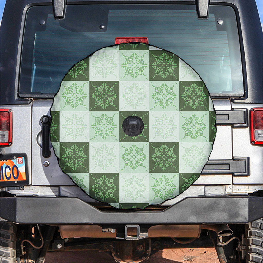 Sage Green Manta Ray Hawaiian Quilt Motif Spare Tire Cover LT05 Green - Polynesian Pride