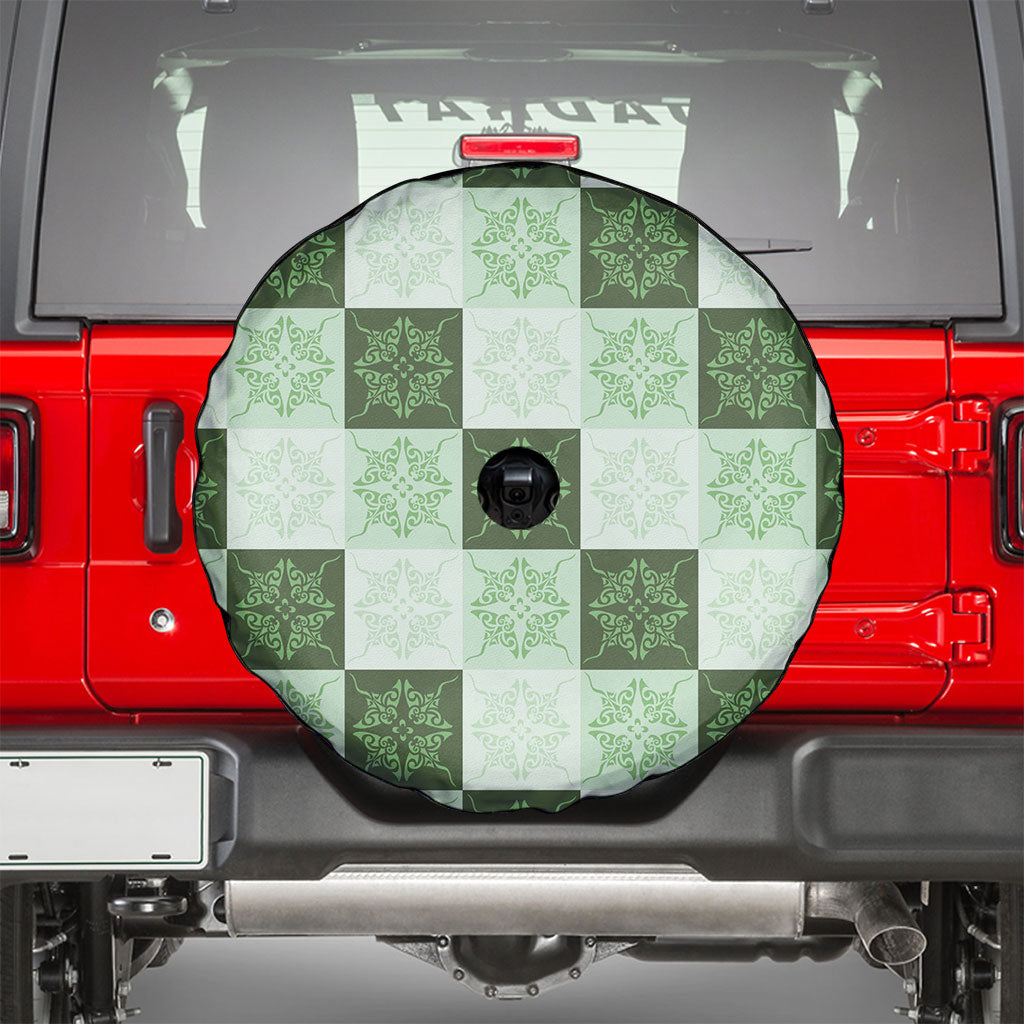 Sage Green Manta Ray Hawaiian Quilt Motif Spare Tire Cover LT05 - Polynesian Pride