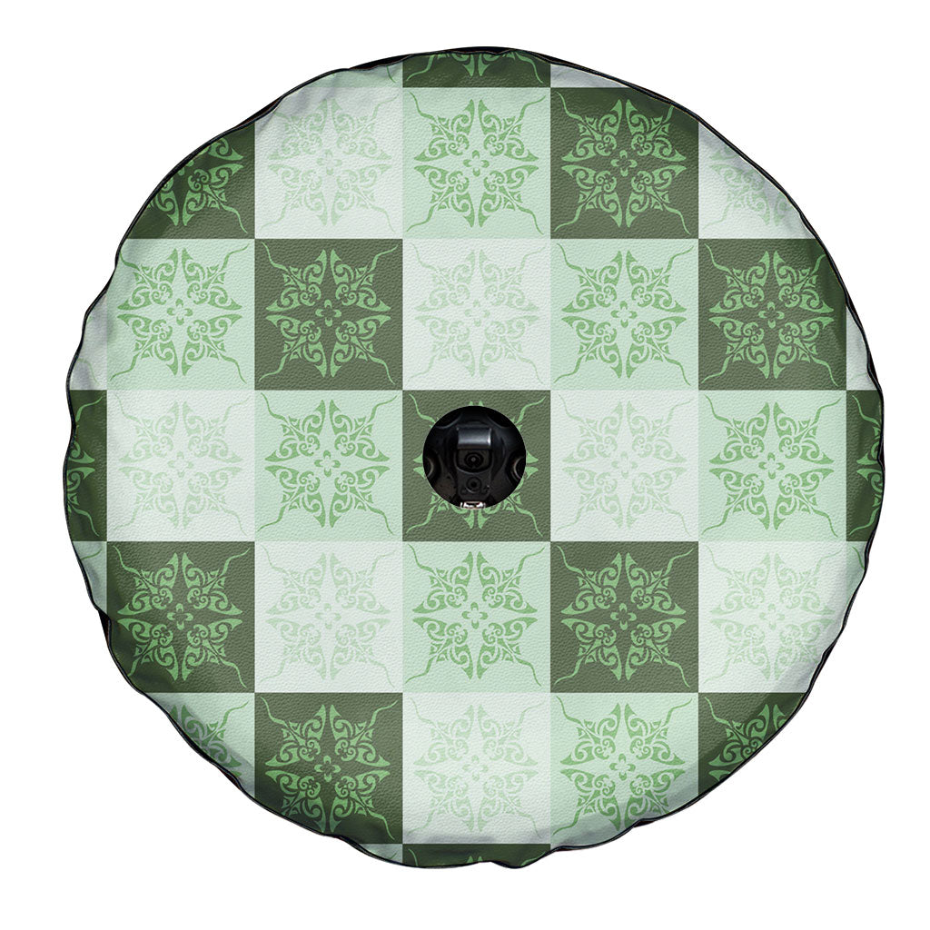Sage Green Manta Ray Hawaiian Quilt Motif Spare Tire Cover LT05 - Polynesian Pride