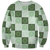 Sage Green Manta Ray Hawaiian Quilt Motif Sweatshirt LT05 Unisex Green - Polynesian Pride