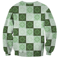 Sage Green Manta Ray Hawaiian Quilt Motif Sweatshirt LT05 - Polynesian Pride