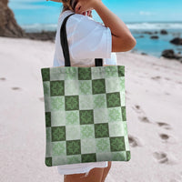 Sage Green Manta Ray Hawaiian Quilt Motif Tote Bag LT05 - Polynesian Pride
