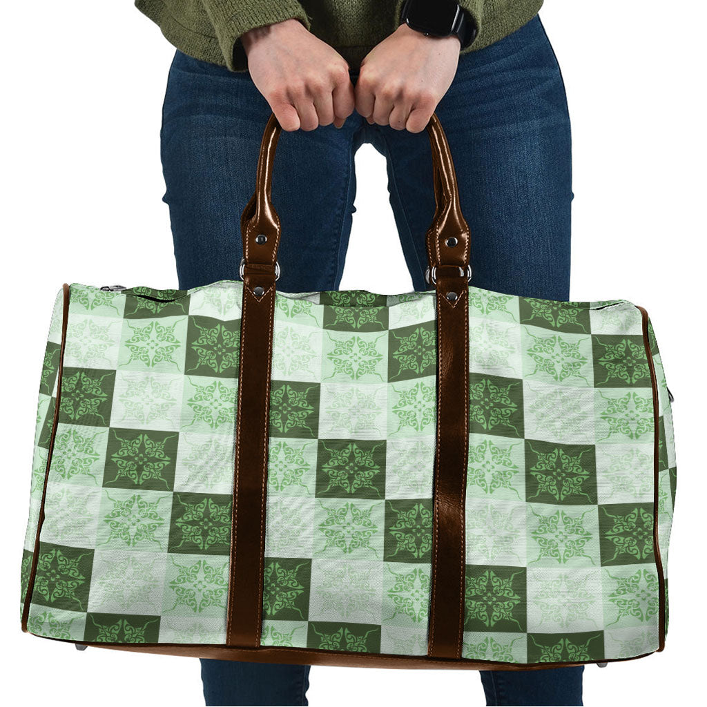 Sage Green Manta Ray Hawaiian Quilt Motif Travel Bag LT05 Green - Polynesian Pride