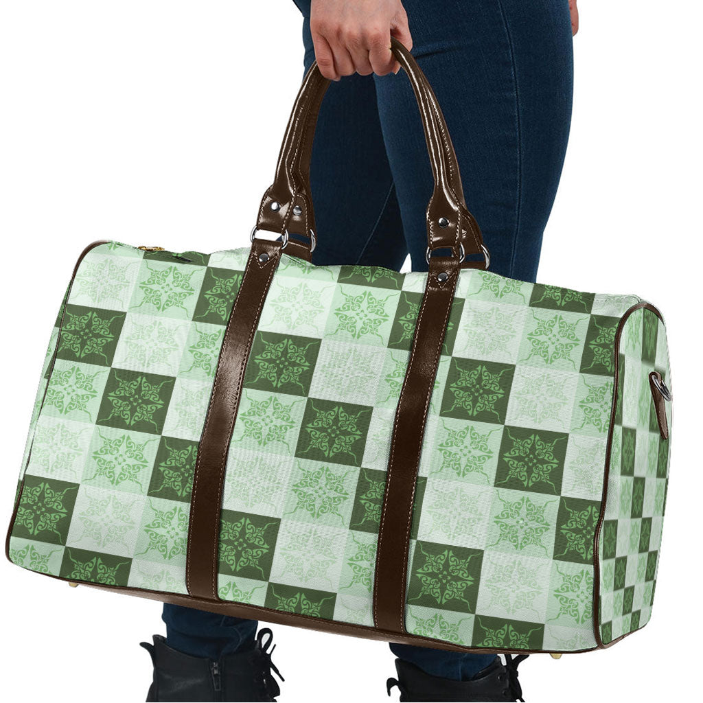 Sage Green Manta Ray Hawaiian Quilt Motif Travel Bag LT05 - Polynesian Pride