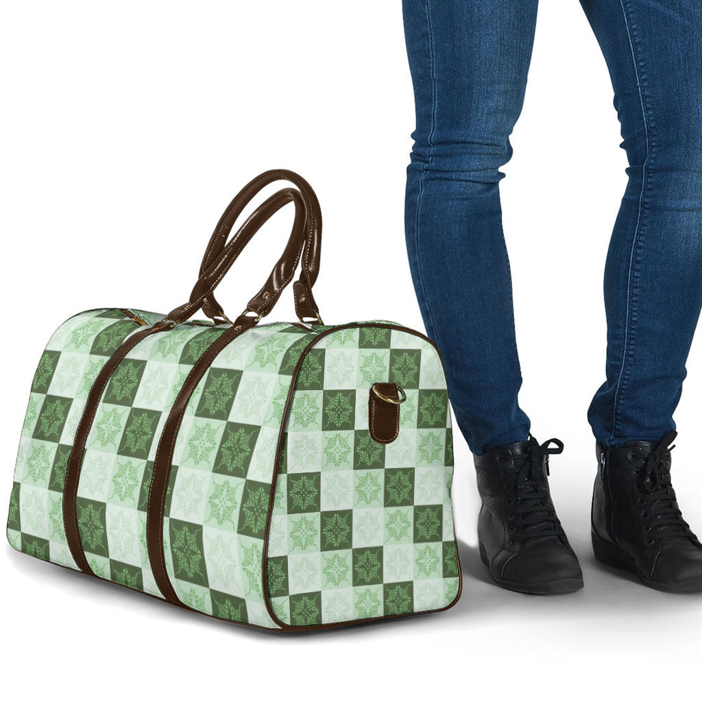 Sage Green Manta Ray Hawaiian Quilt Motif Travel Bag LT05 - Polynesian Pride