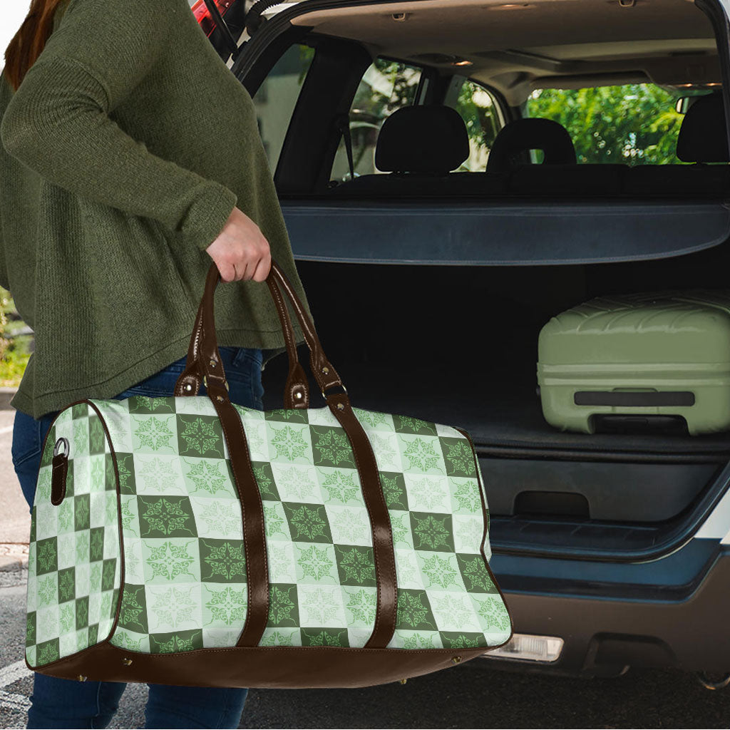 Sage Green Manta Ray Hawaiian Quilt Motif Travel Bag LT05 - Polynesian Pride