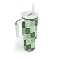 Sage Green Manta Ray Hawaiian Quilt Motif Tumbler With Handle LT05 - Polynesian Pride