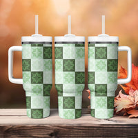 Sage Green Manta Ray Hawaiian Quilt Motif Tumbler With Handle LT05 - Polynesian Pride
