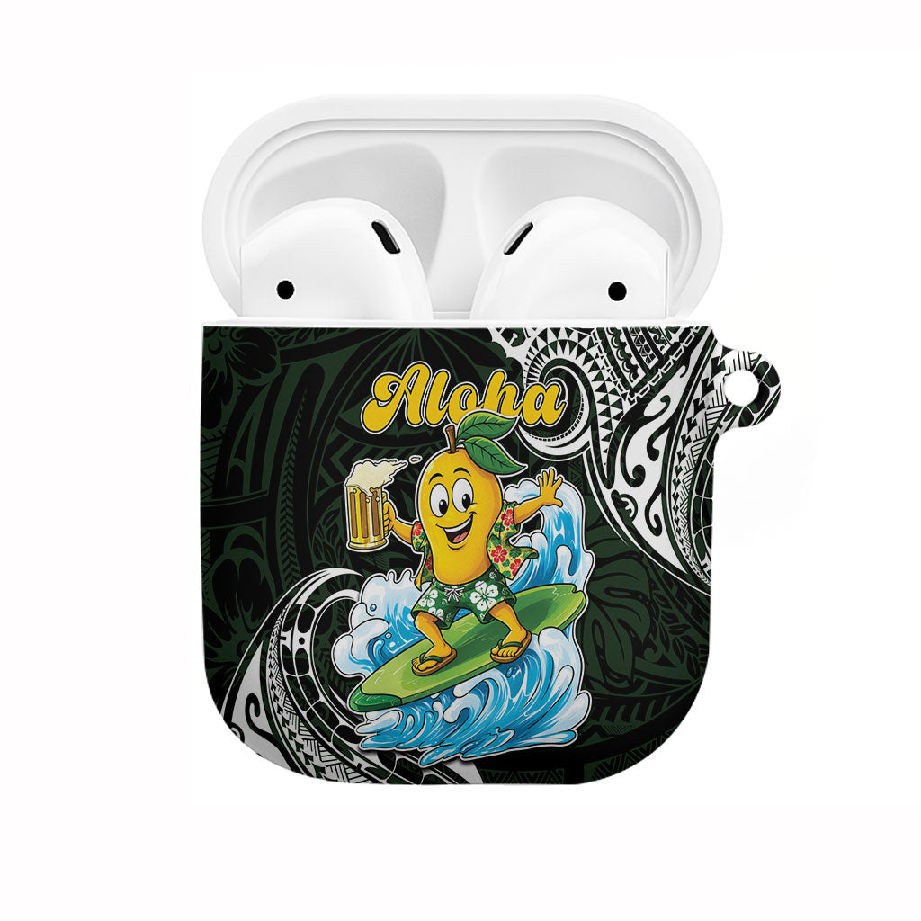 Aloha Hawaii Mango Surfing AirPods Case Polynesian Style LT05 Black - Polynesian Pride