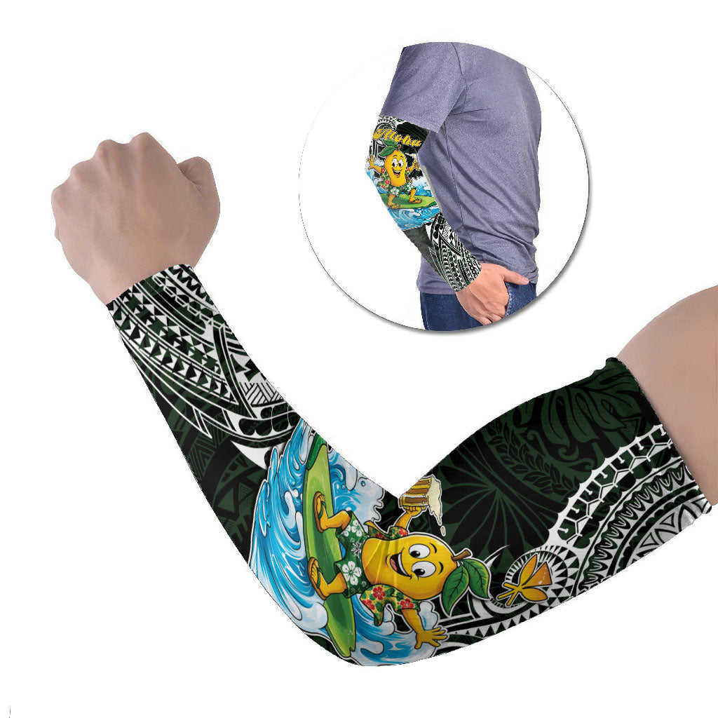 Aloha Hawaii Mango Surfing Arm Sleeves Polynesian Style LT05 Set of 2 Black - Polynesian Pride