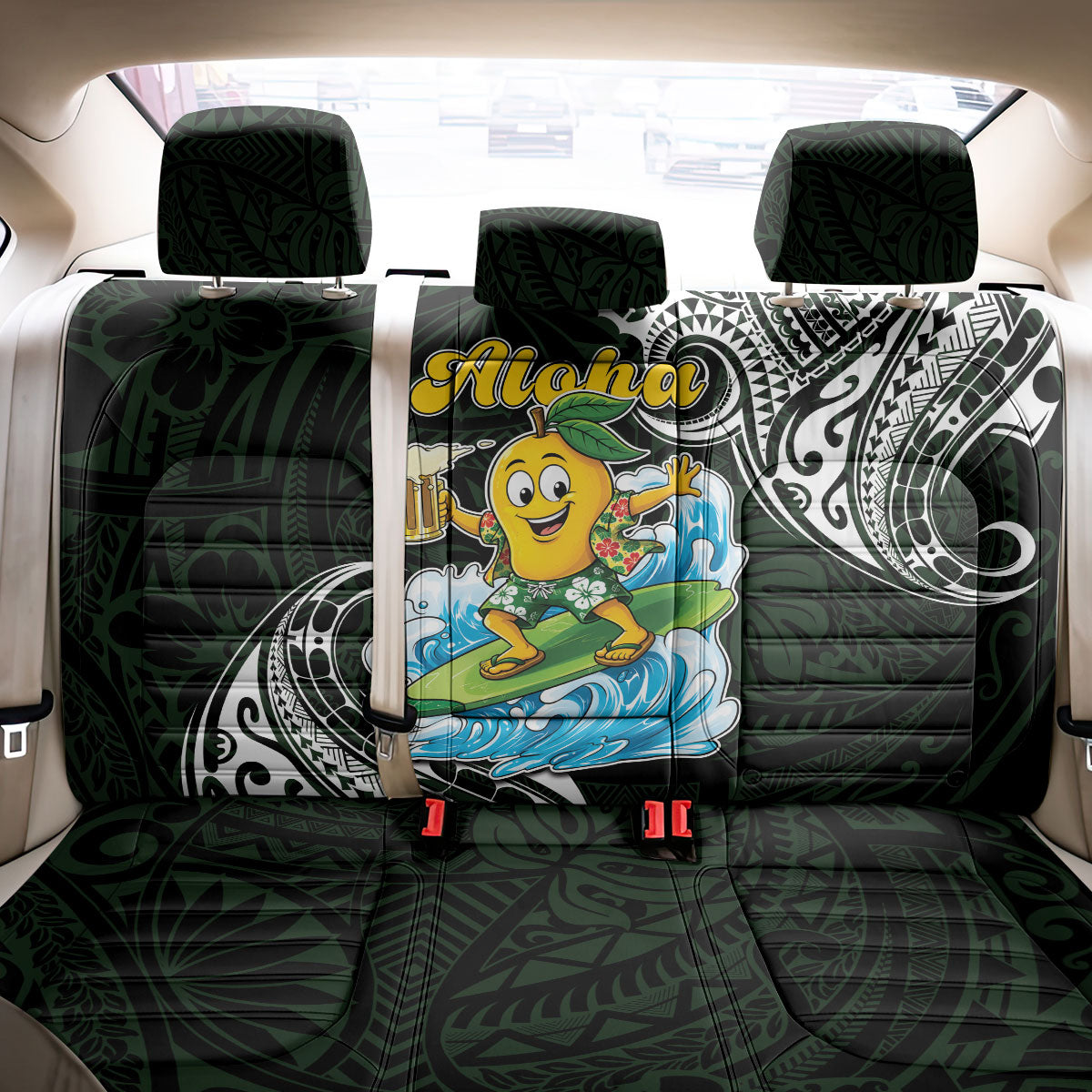 Aloha Hawaii Mango Surfing Back Car Seat Cover Polynesian Style LT05 - Polynesian Pride