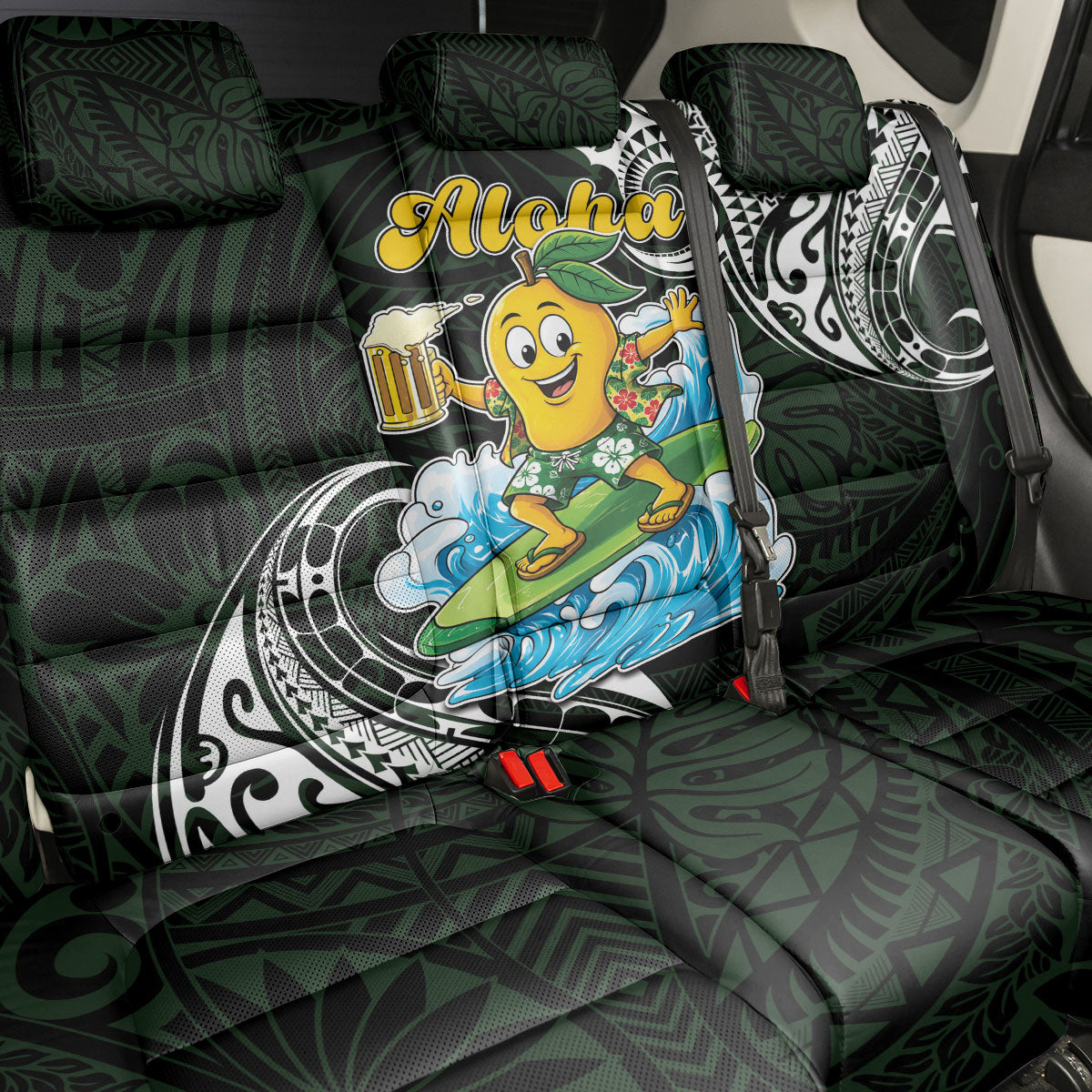 Aloha Hawaii Mango Surfing Back Car Seat Cover Polynesian Style LT05 - Polynesian Pride