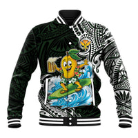 Aloha Hawaii Mango Surfing Baseball Jacket Polynesian Style LT05 Unisex Black - Polynesian Pride