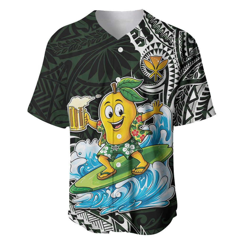 Aloha Hawaii Mango Surfing Baseball Jersey Polynesian Style LT05 Black - Polynesian Pride