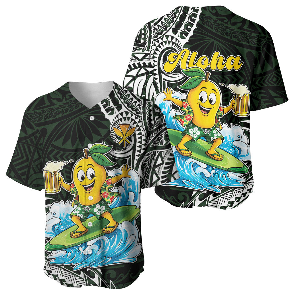 Aloha Hawaii Mango Surfing Baseball Jersey Polynesian Style LT05 - Polynesian Pride