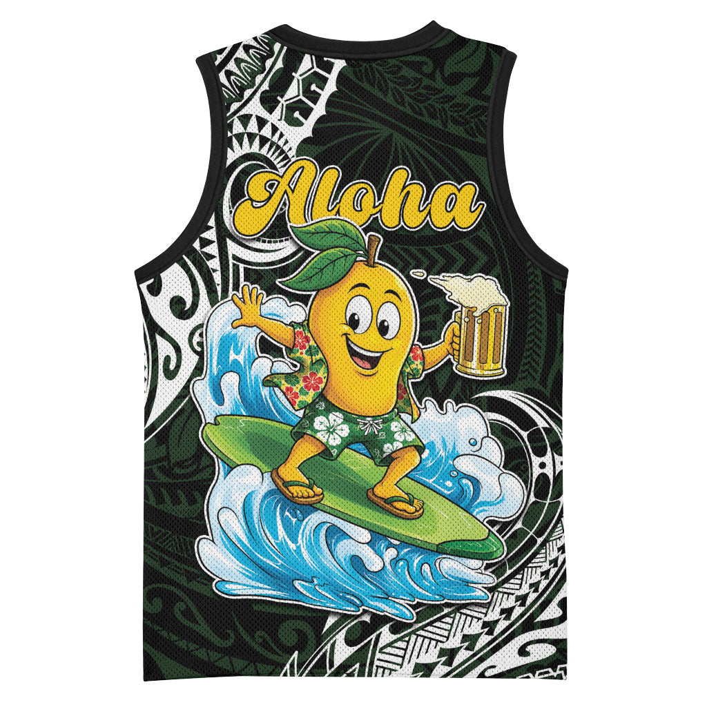 Aloha Hawaii Mango Surfing Basketball Jersey Polynesian Style LT05 - Polynesian Pride