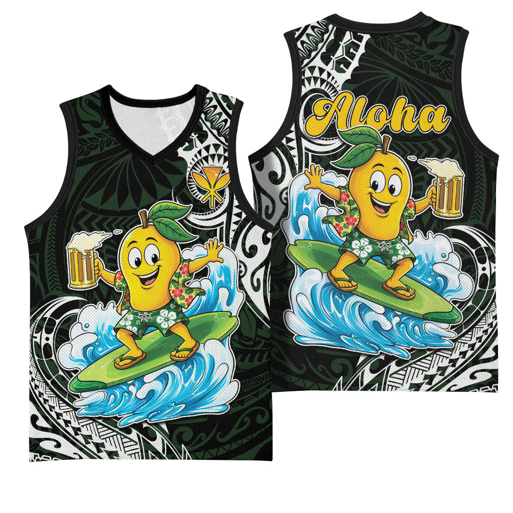 Aloha Hawaii Mango Surfing Basketball Jersey Polynesian Style LT05 - Polynesian Pride