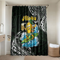 Aloha Hawaii Mango Surfing Bathroom Set Polynesian Style LT05 Shower Curtain Only Black - Polynesian Pride