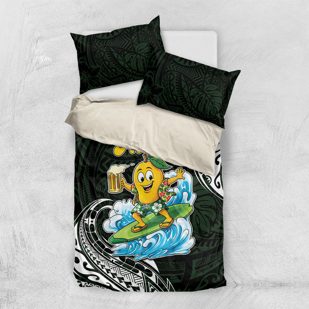 Aloha Hawaii Mango Surfing Bedding Set Polynesian Style LT05 US Twin 172cm x 218cm Black - Polynesian Pride