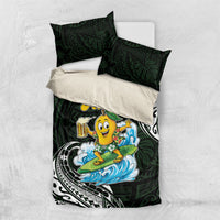Aloha Hawaii Mango Surfing Bedding Set Polynesian Style LT05 US Twin 172cm x 218cm Black - Polynesian Pride