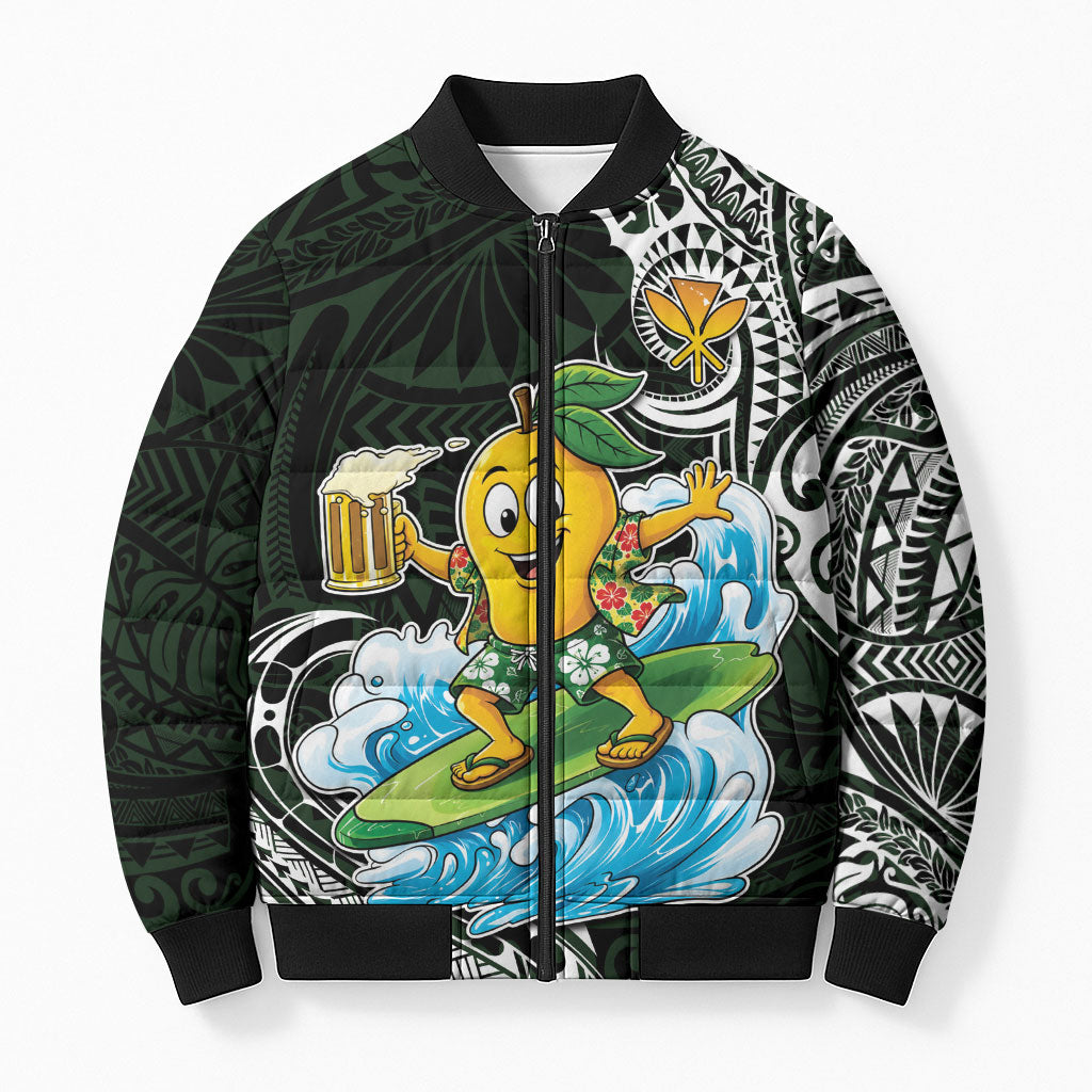 Aloha Hawaii Mango Surfing Bomber Puffer Jacket Polynesian Style LT05 Unisex Black - Polynesian Pride