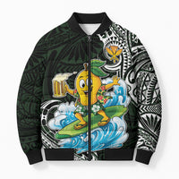 Aloha Hawaii Mango Surfing Bomber Puffer Jacket Polynesian Style LT05 Unisex Black - Polynesian Pride