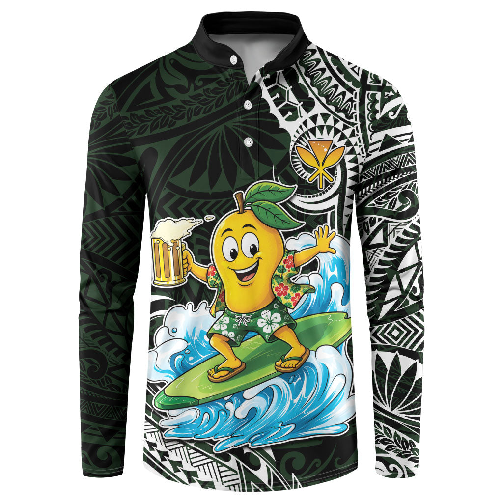 Aloha Hawaii Mango Surfing Button Sweatshirt Polynesian Style LT05 Black - Polynesian Pride