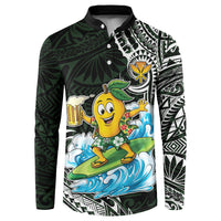 Aloha Hawaii Mango Surfing Button Sweatshirt Polynesian Style LT05 Black - Polynesian Pride