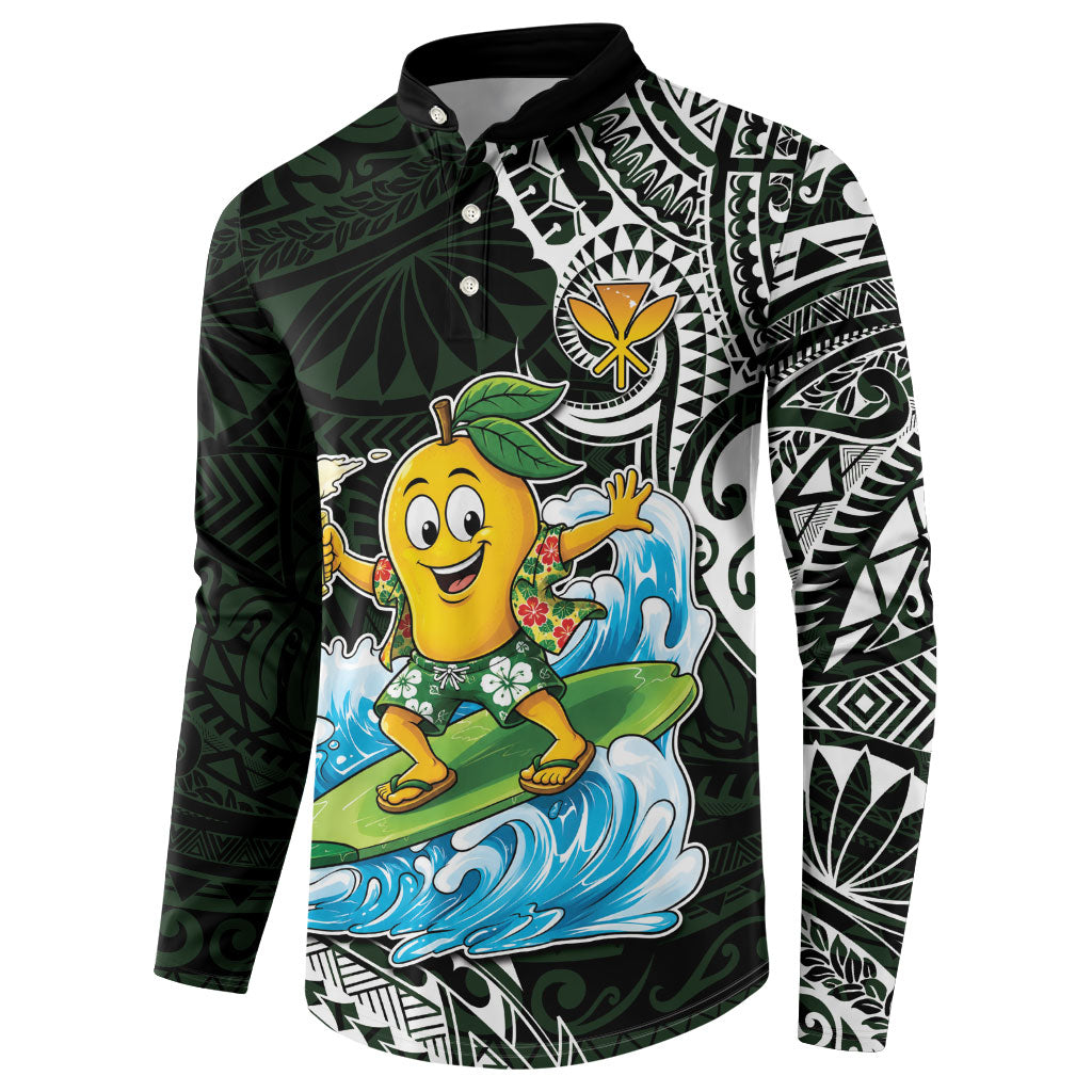 Aloha Hawaii Mango Surfing Button Sweatshirt Polynesian Style LT05 - Polynesian Pride