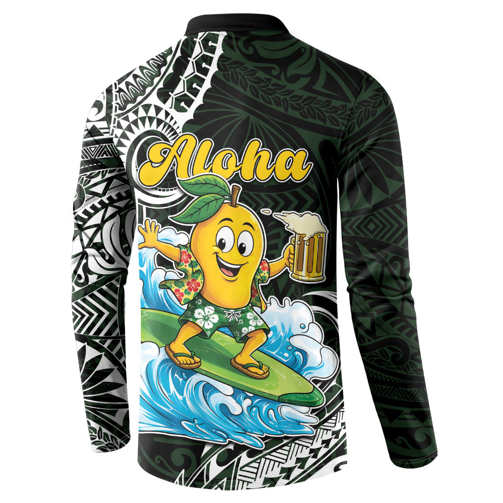 Aloha Hawaii Mango Surfing Button Sweatshirt Polynesian Style LT05 - Polynesian Pride