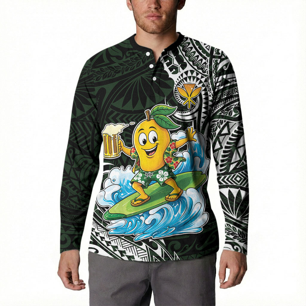 Aloha Hawaii Mango Surfing Button Sweatshirt Polynesian Style LT05 - Polynesian Pride