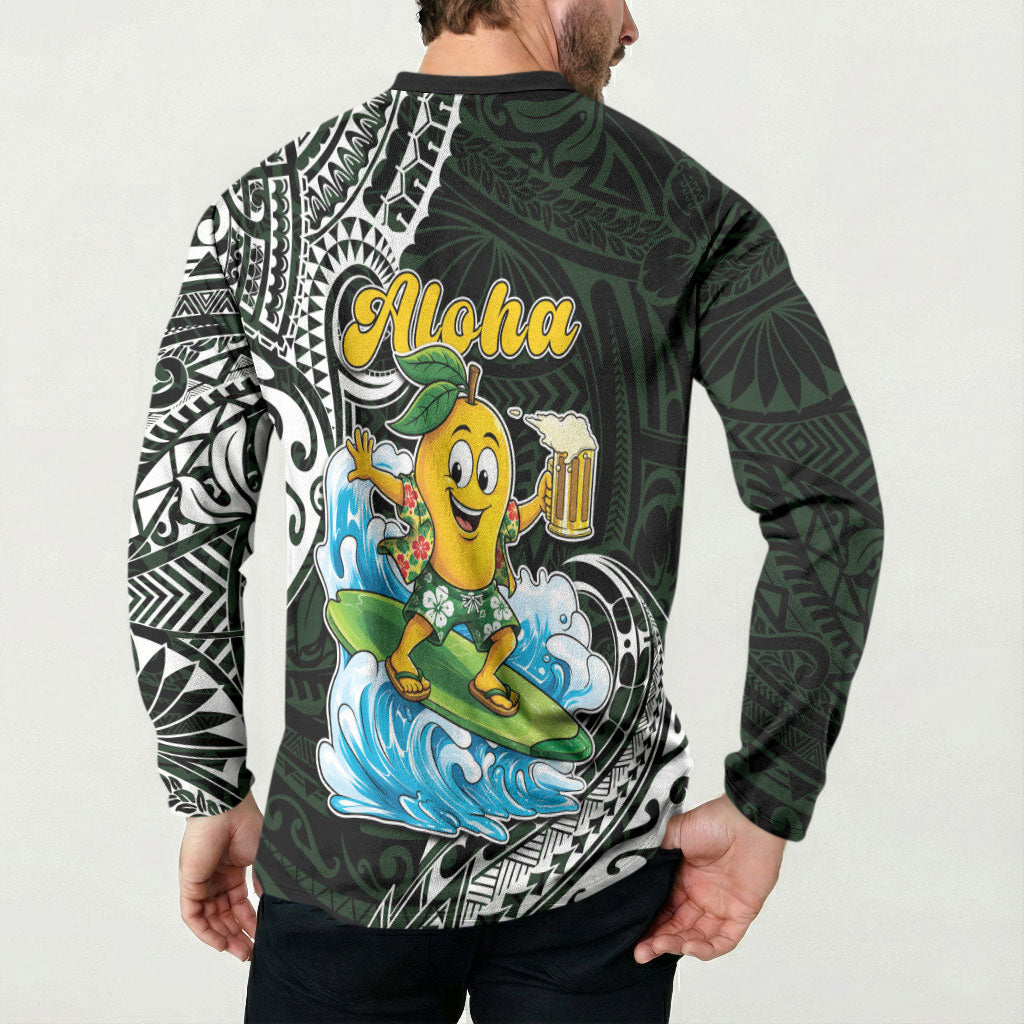 Aloha Hawaii Mango Surfing Button Sweatshirt Polynesian Style LT05 - Polynesian Pride