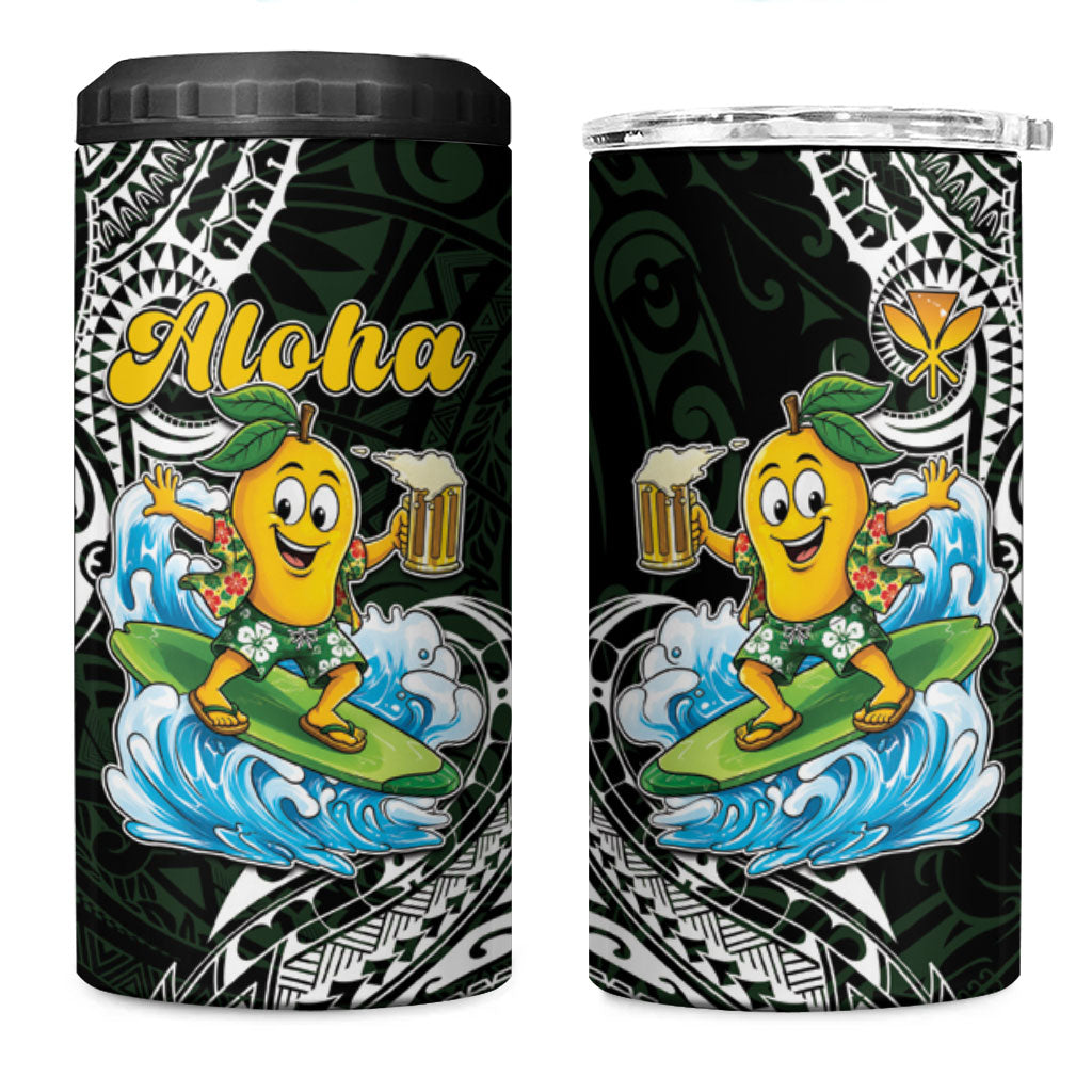 Aloha Hawaii Mango Surfing 4 in 1 Can Cooler Tumbler Polynesian Style LT05 One Size: 16 oz Black - Polynesian Pride