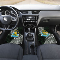 Aloha Hawaii Mango Surfing Car Mats Polynesian Style LT05 Set 2pcs - Front Black - Polynesian Pride