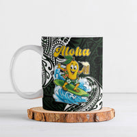 Aloha Hawaii Mango Surfing Ceramic Mug Polynesian Style LT05 Black - Polynesian Pride