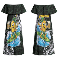 Aloha Hawaii Mango Surfing Couples Matching Off Shoulder Maxi Dress and Hawaiian Shirt Polynesian Style LT05 - Polynesian Pride