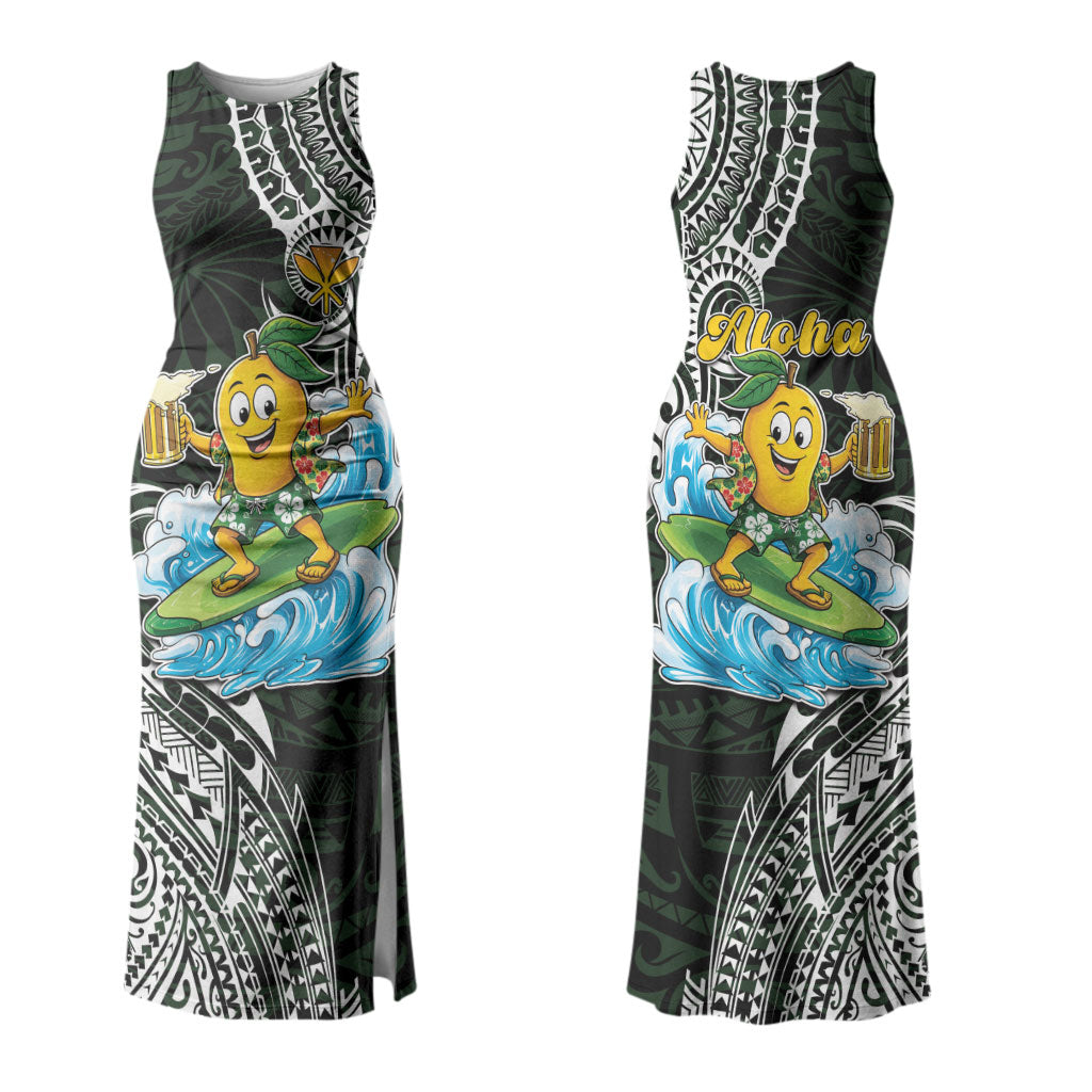 Aloha Hawaii Mango Surfing Couples Matching Tank Maxi Dress and Hawaiian Shirt Polynesian Style LT05 - Polynesian Pride