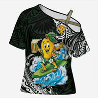 Aloha Hawaii Mango Surfing Cross Shoulder Shirt Polynesian Style LT05 Female Black - Polynesian Pride