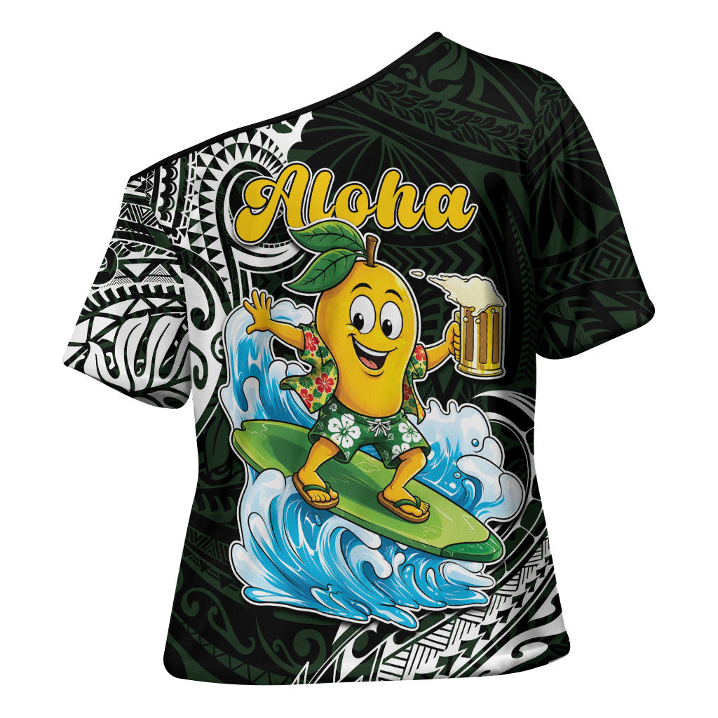 Aloha Hawaii Mango Surfing Cross Shoulder Shirt Polynesian Style LT05 - Polynesian Pride