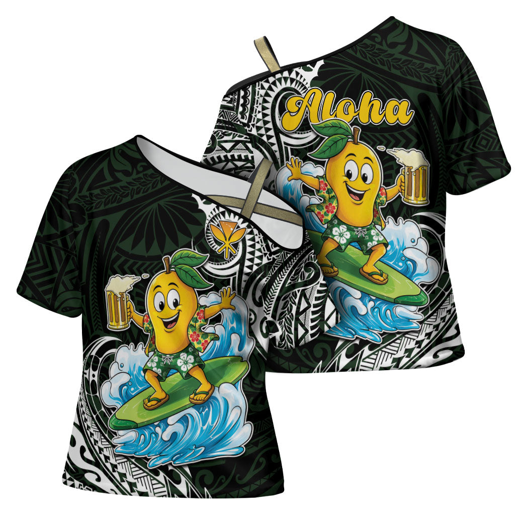 Aloha Hawaii Mango Surfing Cross Shoulder Shirt Polynesian Style LT05 - Polynesian Pride