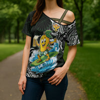 Aloha Hawaii Mango Surfing Cross Shoulder Shirt Polynesian Style LT05 - Polynesian Pride